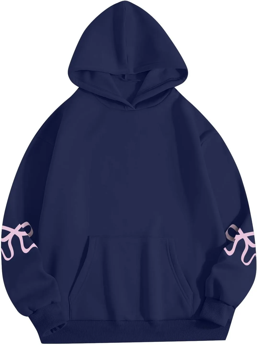 Gumipy Oversized Hoodies for Women Fleece Bow Graphic Hoodies Pullover Trendy Long Sleeve Pullover Tops Loose Fit Hoodie