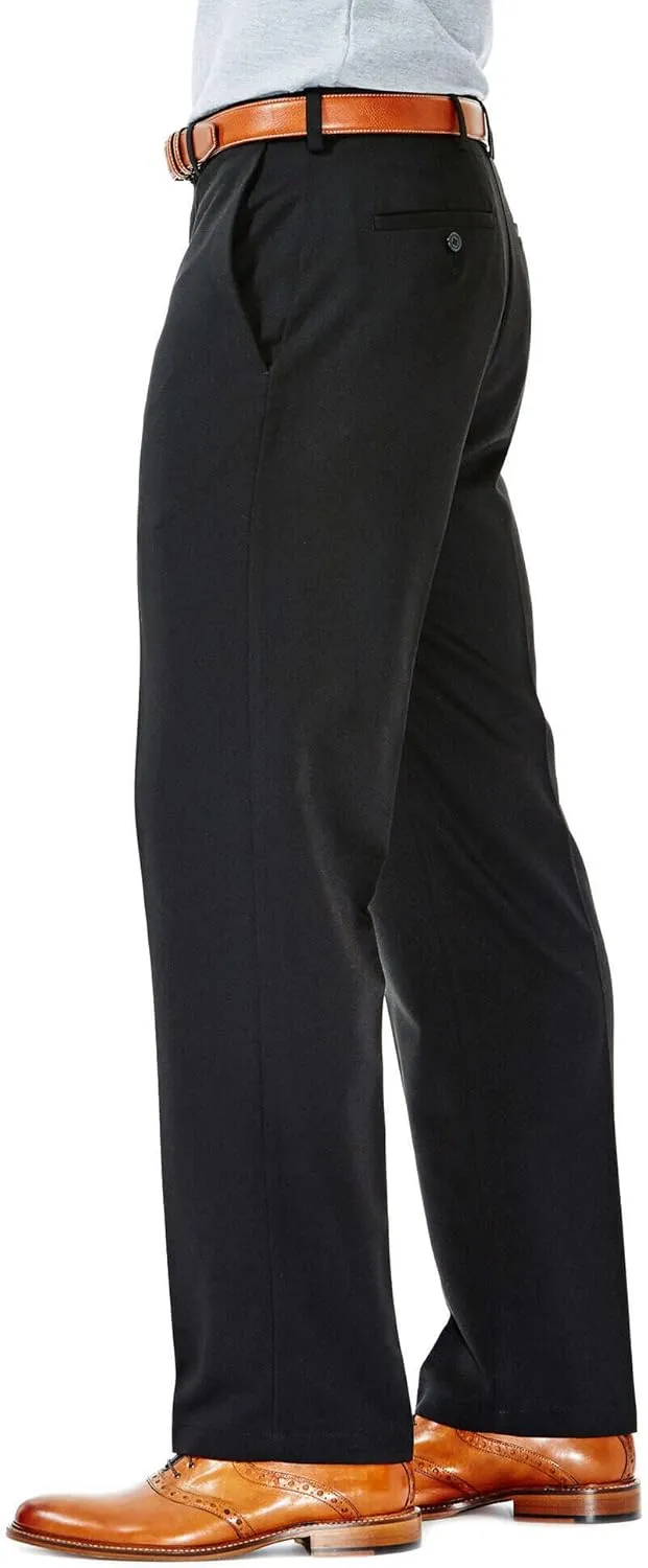Haggar Men's Cool 18 Classic Fit Flat Front Hidden Expandable Waistband Casual Pant