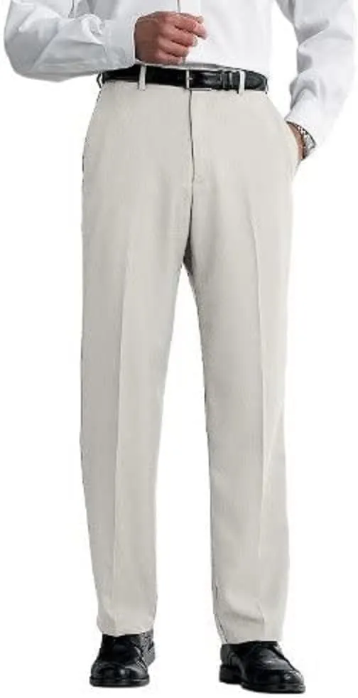 Haggar Men's Cool 18 Classic Fit Flat Front Hidden Expandable Waistband Casual Pant