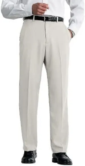 Haggar Men's Cool 18 Classic Fit Flat Front Hidden Expandable Waistband Casual Pant