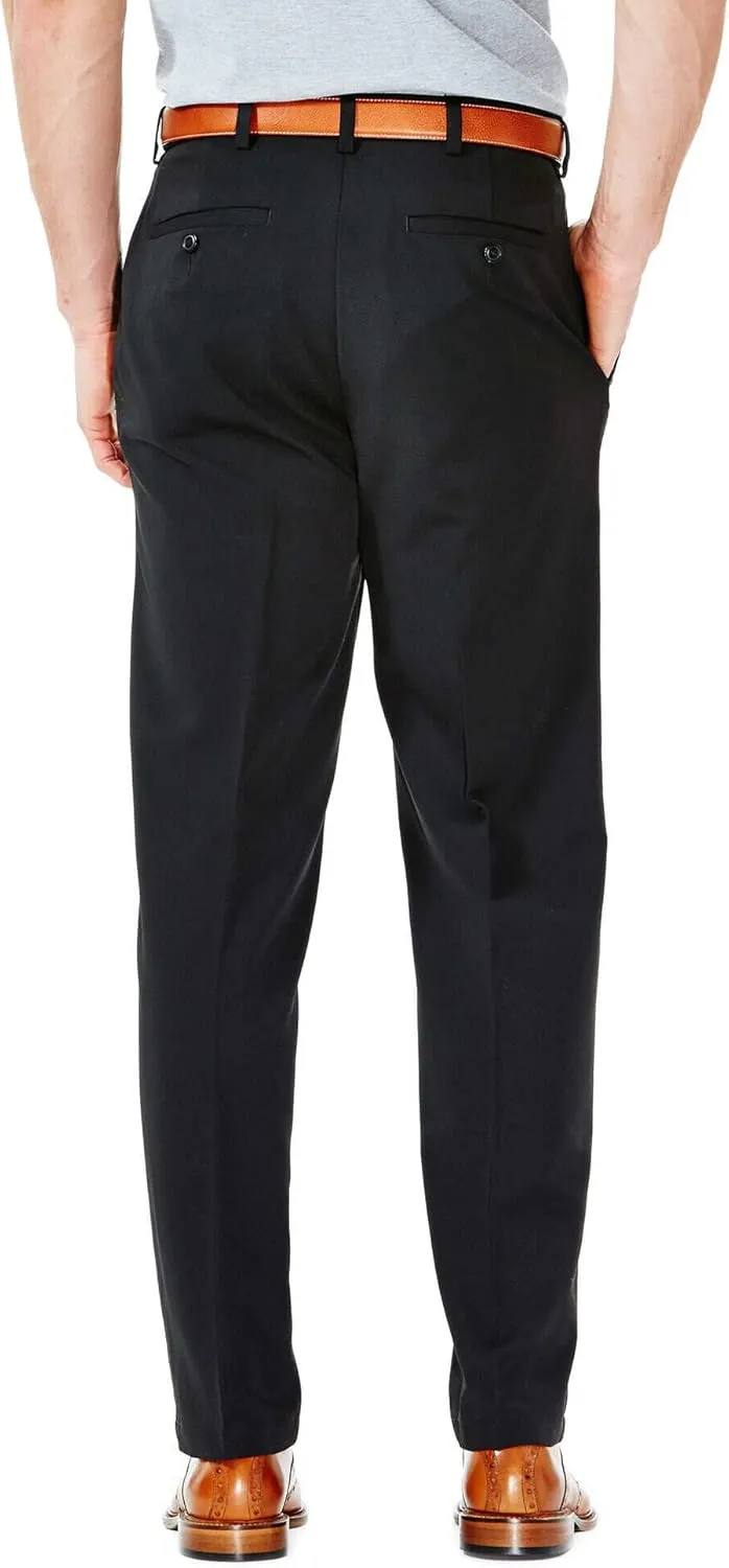 Haggar Men's Cool 18 Classic Fit Flat Front Hidden Expandable Waistband Casual Pant