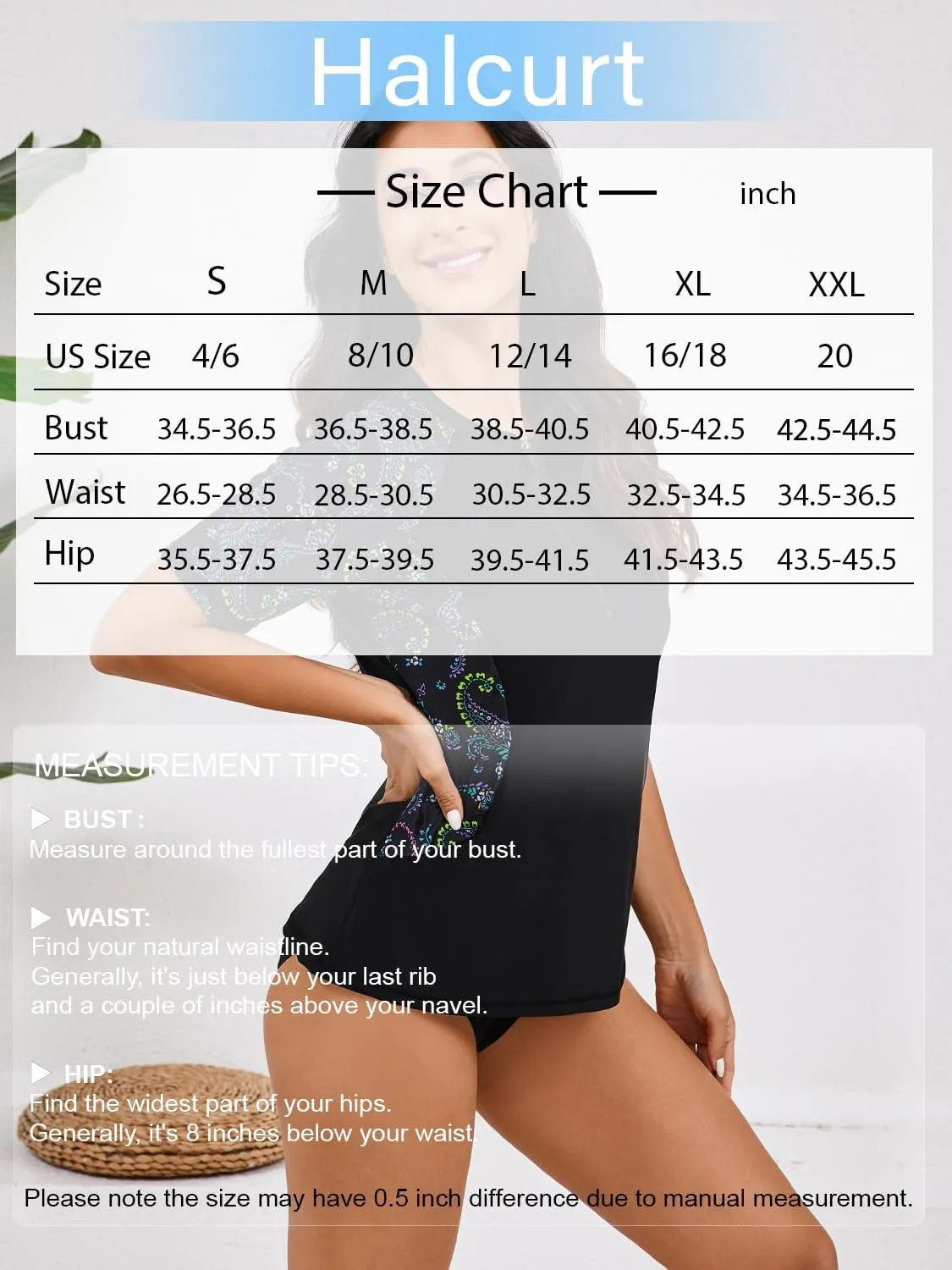 Halcurt Women's Short Sleeve Rash Guard Swimsuit Top Swim Shirt Only Swim Tee UPF50  Quick Dry Swimsuit