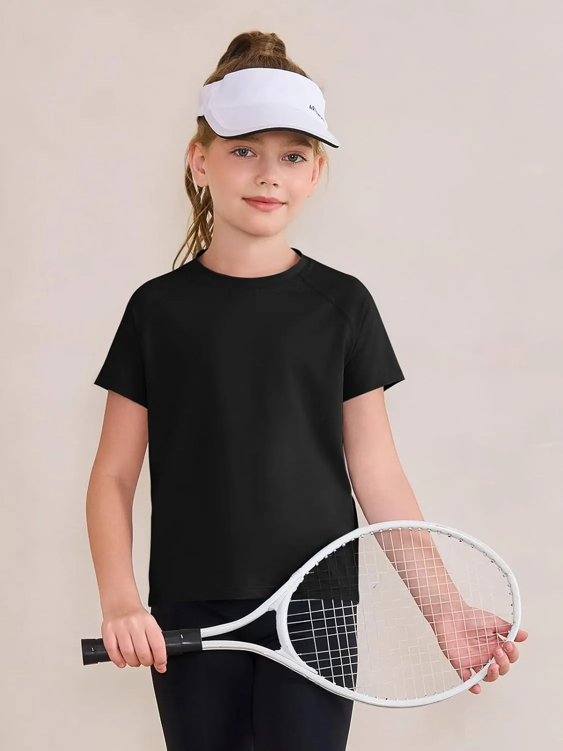 Haloumoning Girls Athletic Shirts Short Sleeve Quick Dry T-Shirt Kids Summer Tee Tops 5-14Y