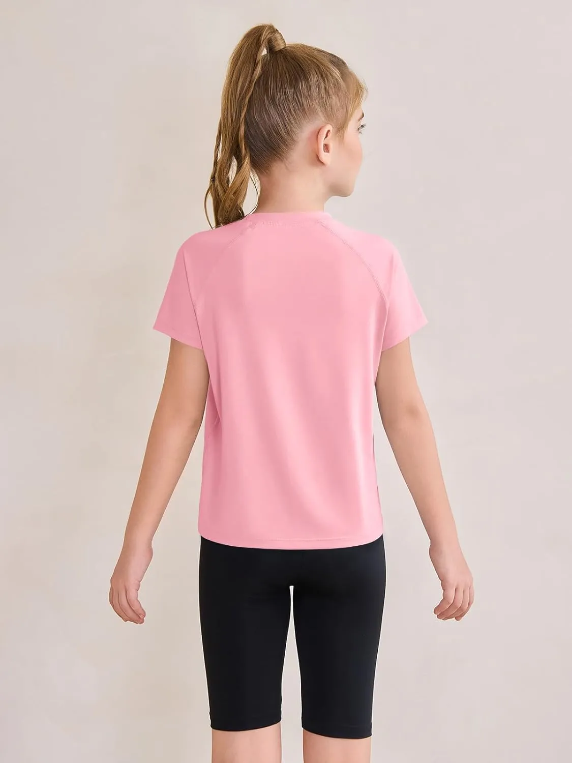 Haloumoning Girls Athletic Shirts Short Sleeve Quick Dry T-Shirt Kids Summer Tee Tops 5-14Y