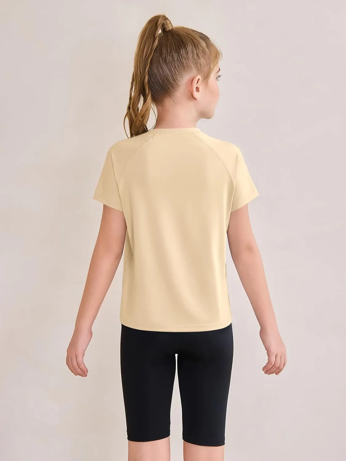 Haloumoning Girls Athletic Shirts Short Sleeve Quick Dry T-Shirt Kids Summer Tee Tops 5-14Y