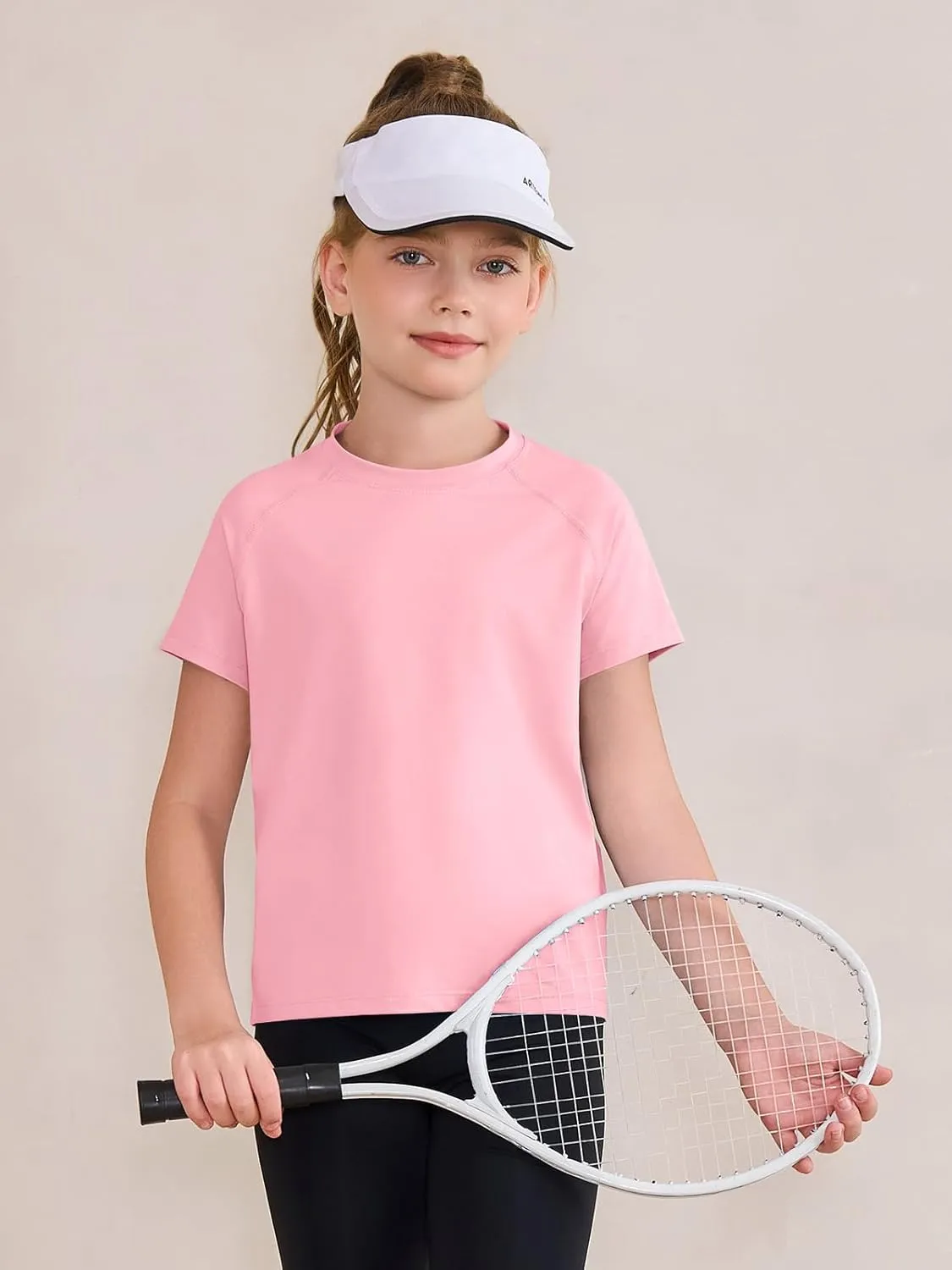 Haloumoning Girls Athletic Shirts Short Sleeve Quick Dry T-Shirt Kids Summer Tee Tops 5-14Y