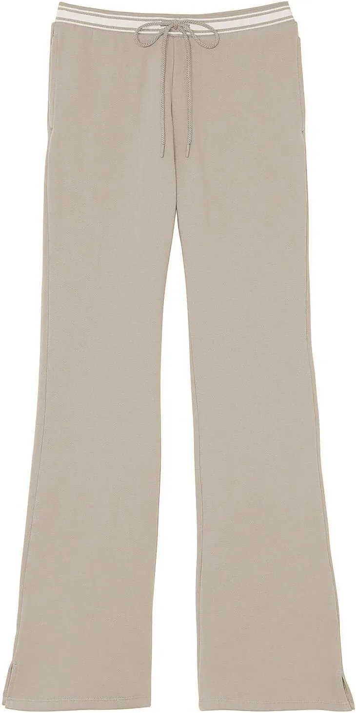 HeSaYep Women's Fleece Lined Sweatpants Winter Warm High Waisted Trousers Split Hem Flare Sweat Pants with Pockets