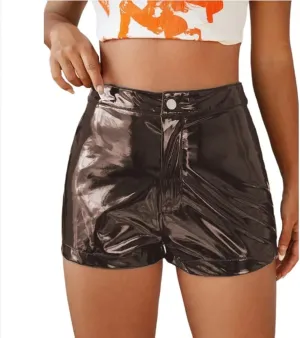 High Waist Skinny Shorts Faux Latex Hot Pants Slim Fit Biker Shorts High Street Sweet Girls