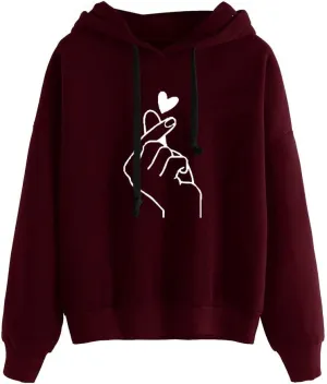 Hoodies for Women Pullover Basic Solid Long Sleeve Crewneck Sweatshirts Teen Girls Oversized Hooded Tops Shirts