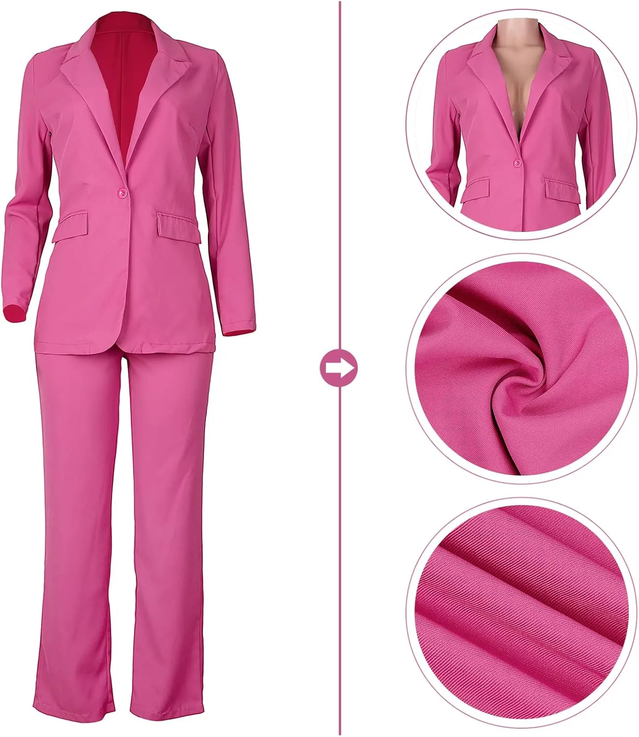 HuiSiFang Womens Fall Fashion 2 Piece Blazer Sets Open Front Blazers and Slim Fit Pants Suits Set