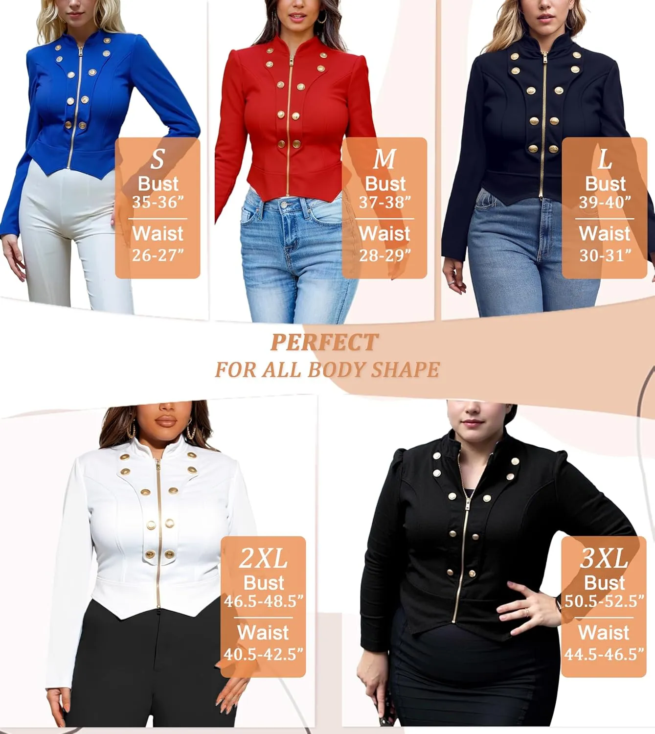 Hybrid & Company Womens Blazer Cropped Ponte Fabric Open Front Zipper Dress Jacket Casual Slim Jacket