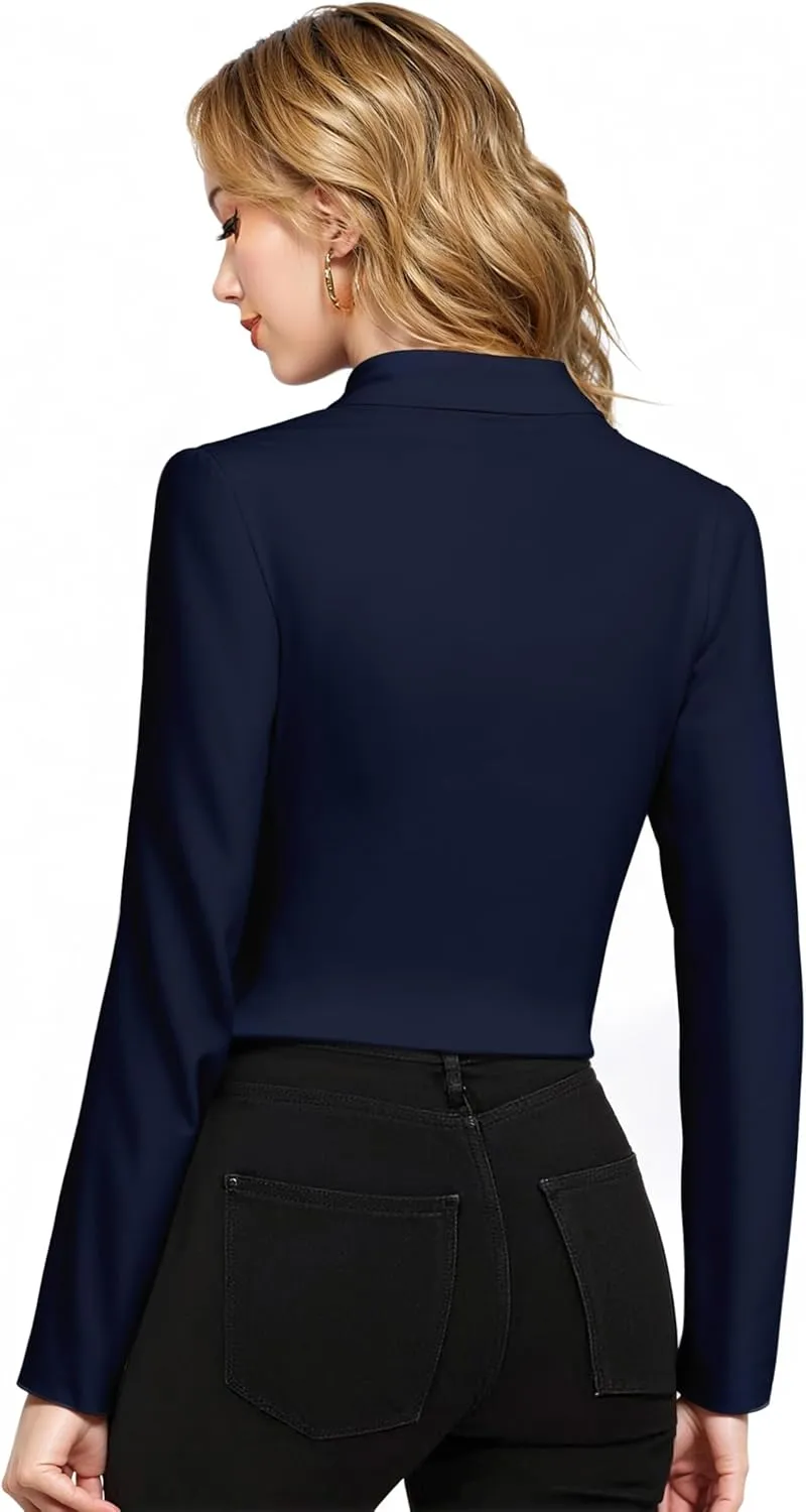 Hybrid & Company Womens Blazer Cropped Ponte Fabric Open Front Zipper Dress Jacket Casual Slim Jacket