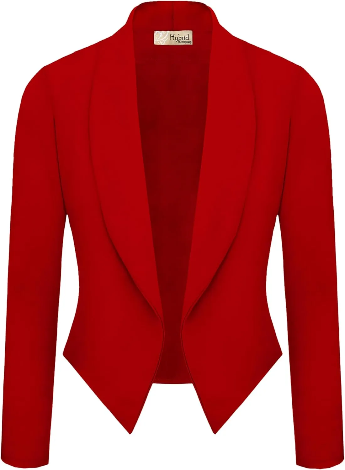 Hybrid & Company Womens Casual Work Office Blazer Open Front Heavy Ponti Shawl Collar Long Sleeve Jacket