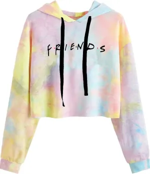 Idepet Women's Casual Letters Print Crop Top Loose Pullover Friends Shirt Teen Girl TV Show Hoodie Sweatshirt