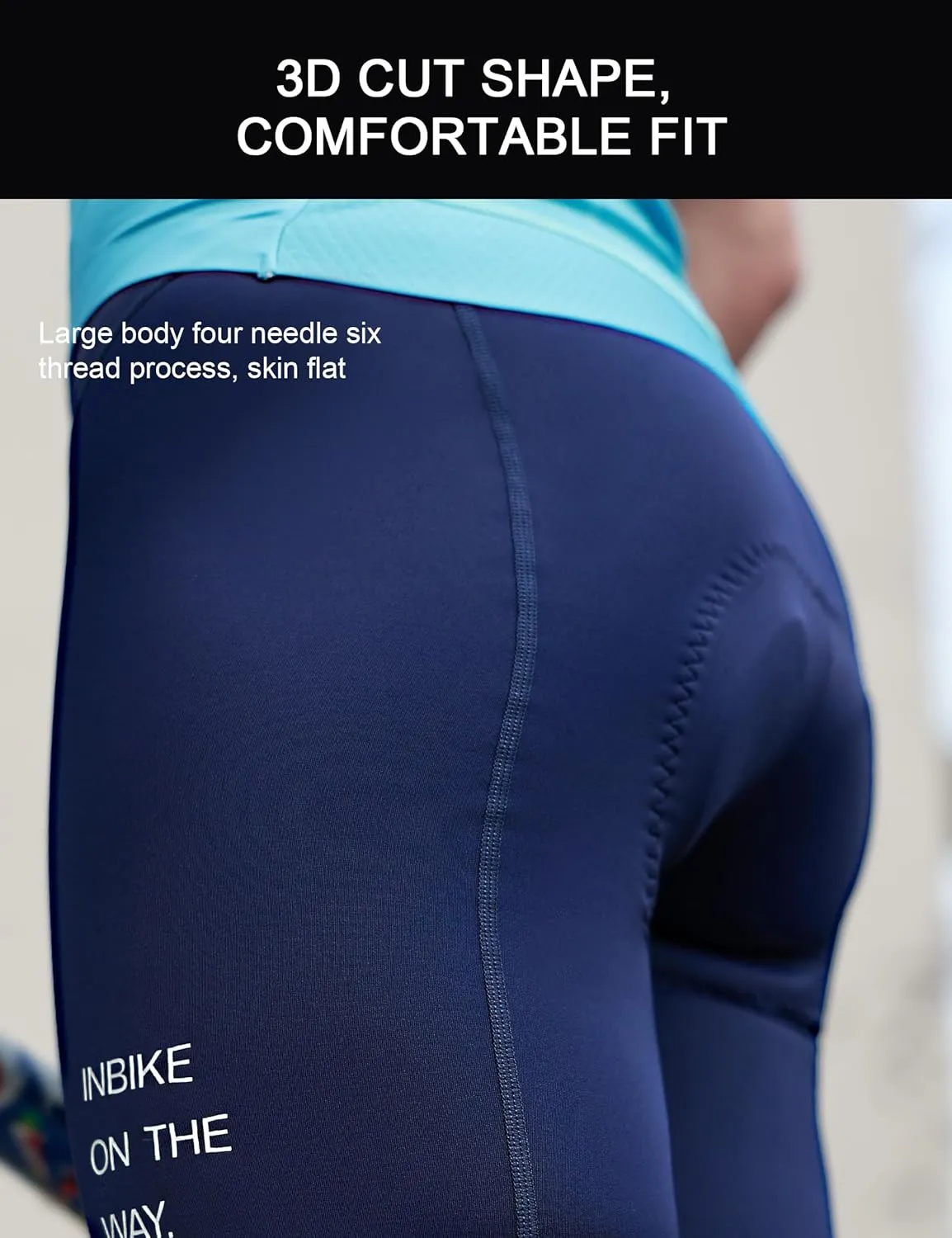 INBIKE Women's Cycling Bib Shorts with 3D High Density Sponge Padded Long Cycling Breathable Bib Shorts 