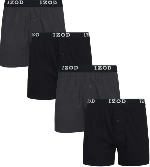 IZOD Men's Boxer Shorts - 4 Pack Classic Knit Underwear Boxers with Functional Fly - Soft Breathable Boxers for Men (M-2XL)