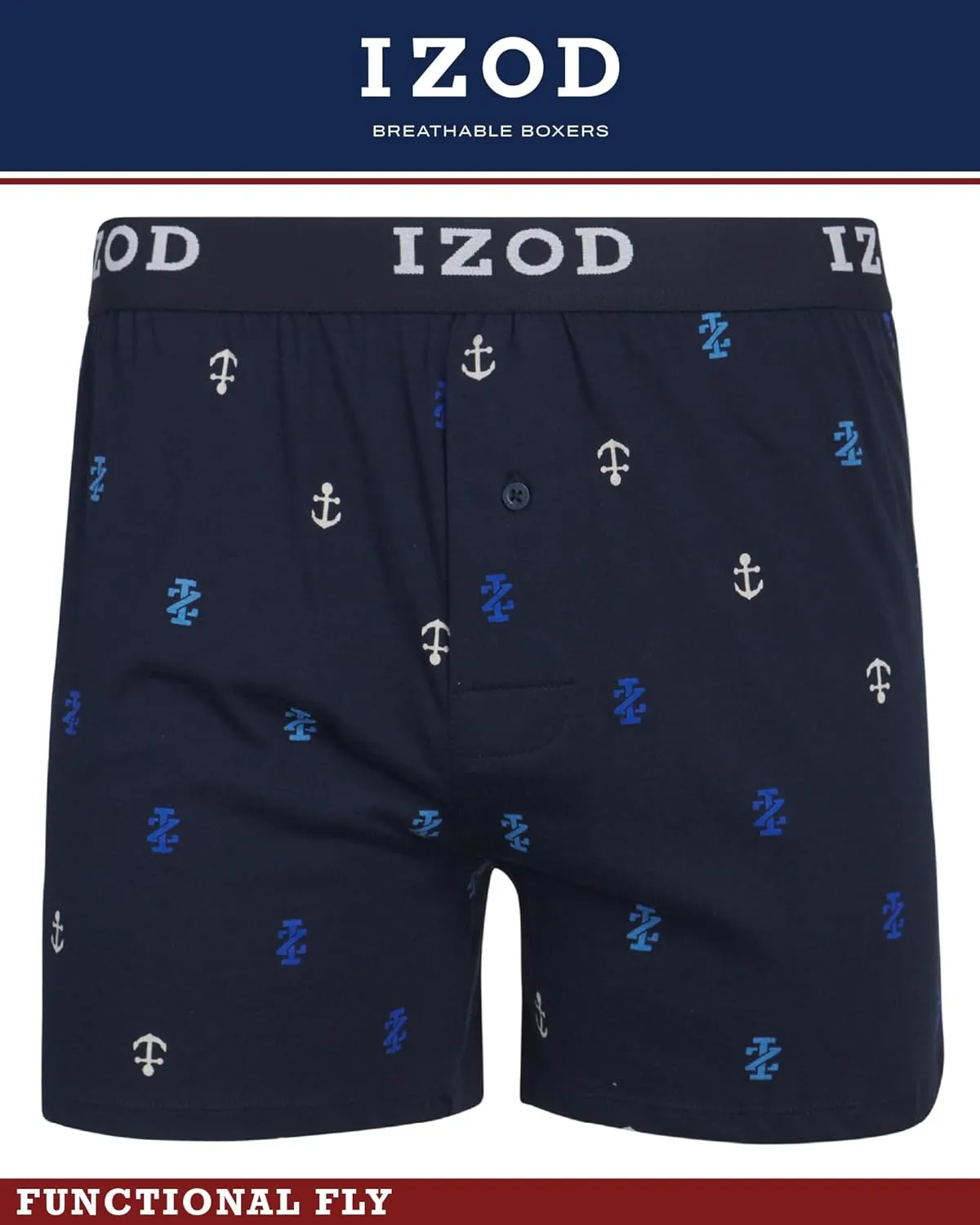 IZOD Men's Boxer Shorts - 4 Pack Classic Knit Underwear Boxers with Functional Fly - Soft Breathable Boxers for Men (M-2XL)
