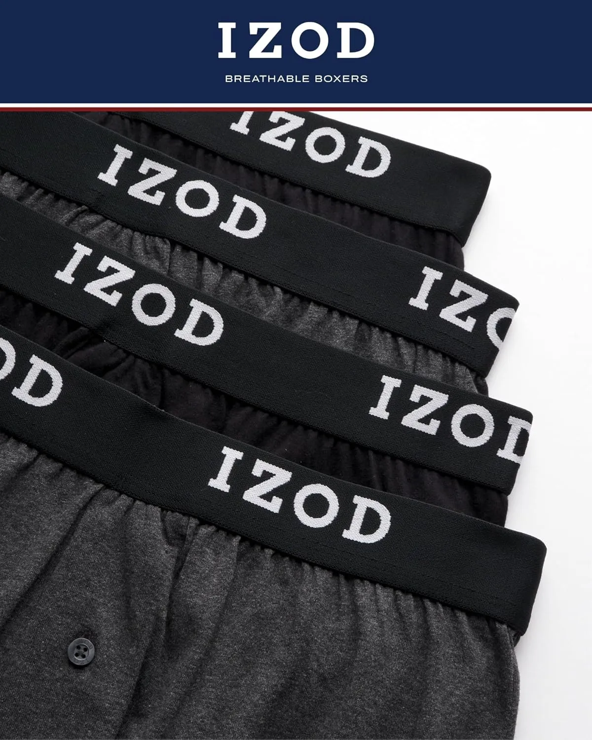 IZOD Men's Boxer Shorts - 4 Pack Classic Knit Underwear Boxers with Functional Fly - Soft Breathable Boxers for Men (M-2XL)