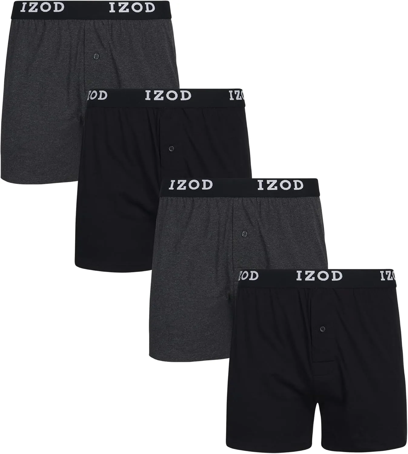 IZOD Men's Boxer Shorts - 4 Pack Classic Knit Underwear Boxers with Functional Fly - Soft Breathable Boxers for Men (M-2XL)