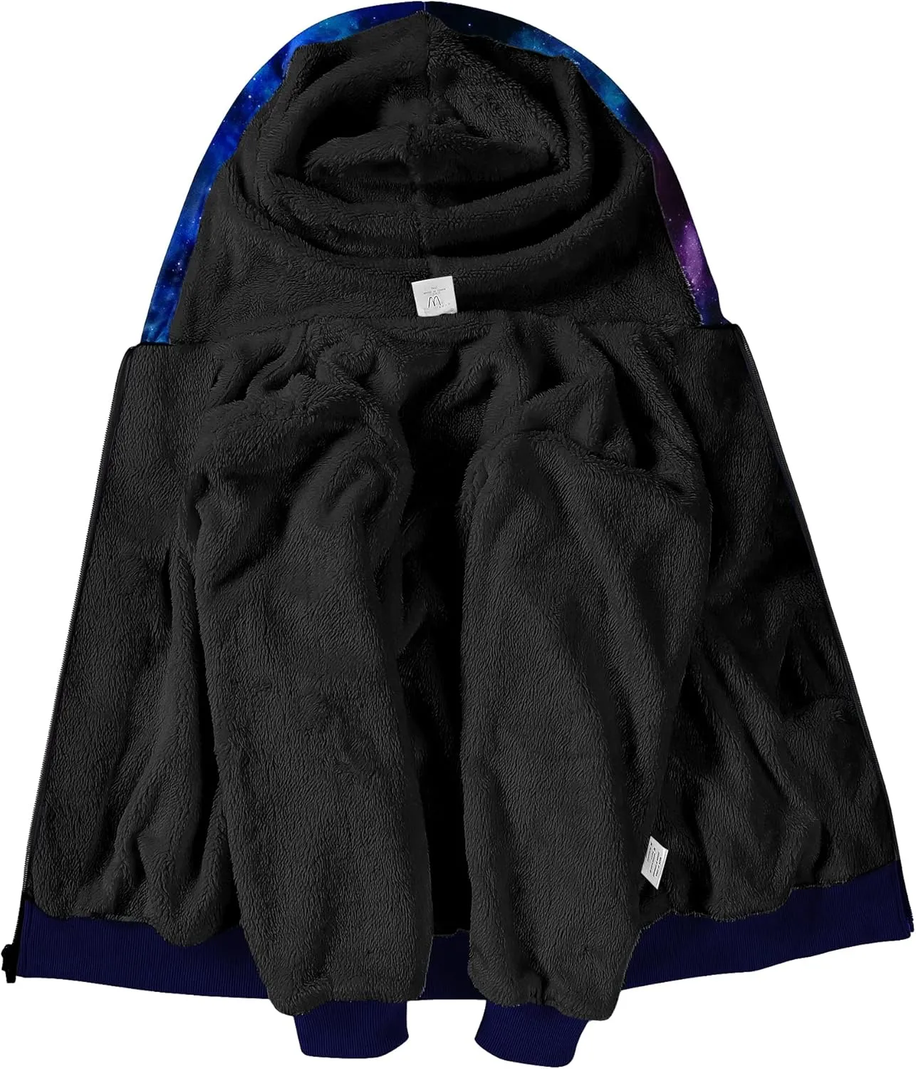 JACKETOWN Kids Fleece Jacket 3D Printed Star Hooded Sweatshirt Full Zipp Up Boys Sherpa Lined Winter Coat 6-15 Years