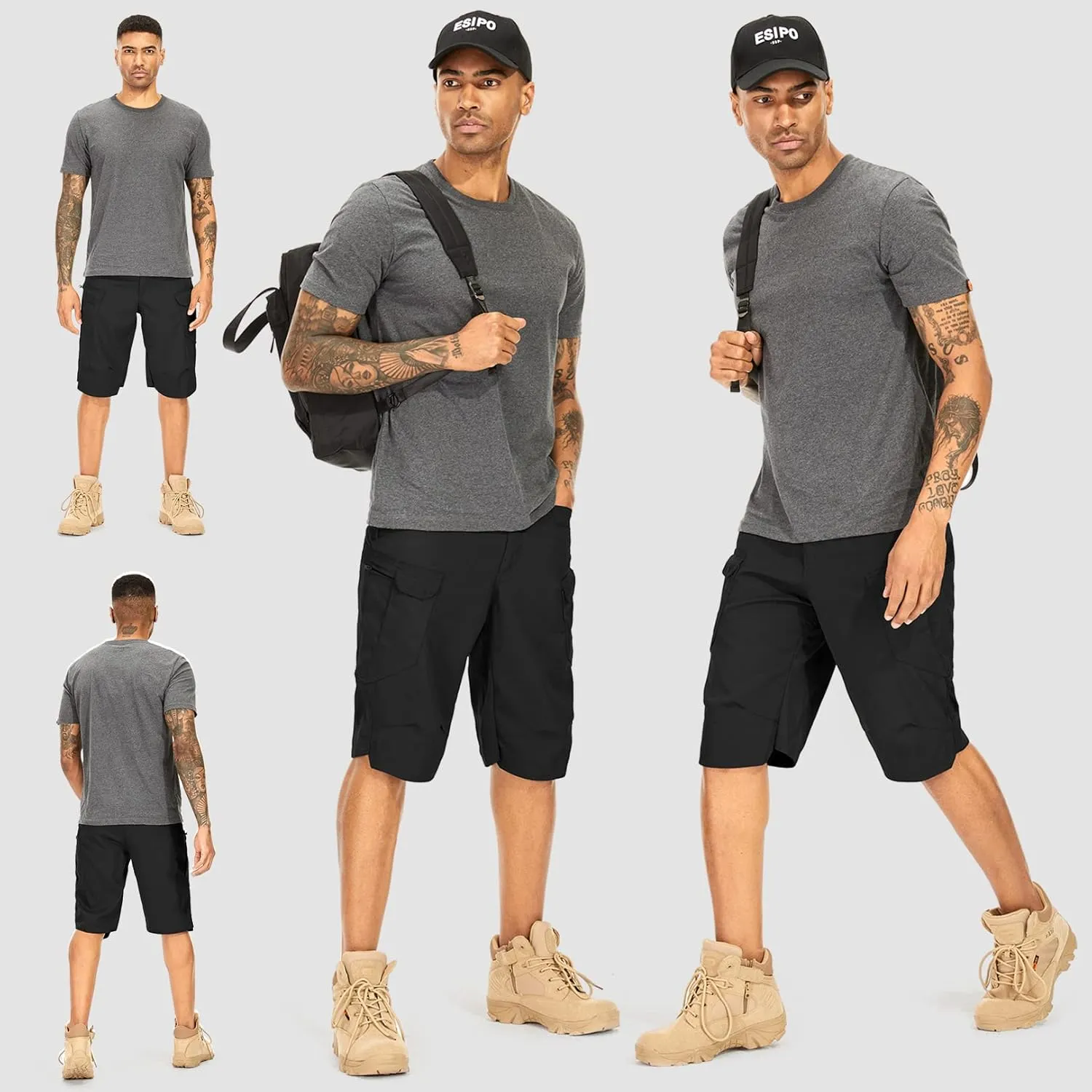 Jessie Kidden Mens Tactical Stretch Outdoor Cargo Shorts Wear Resistant Rip Stop Work Hiking Fishing Shorts
