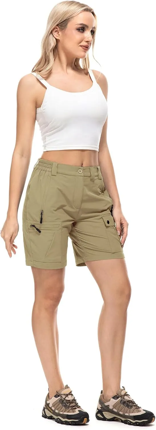 Jessie Kidden Womens Stretch Cargo Hiking Shorts Quick Dry Elastic Waist 7" Casual Shorts for Women