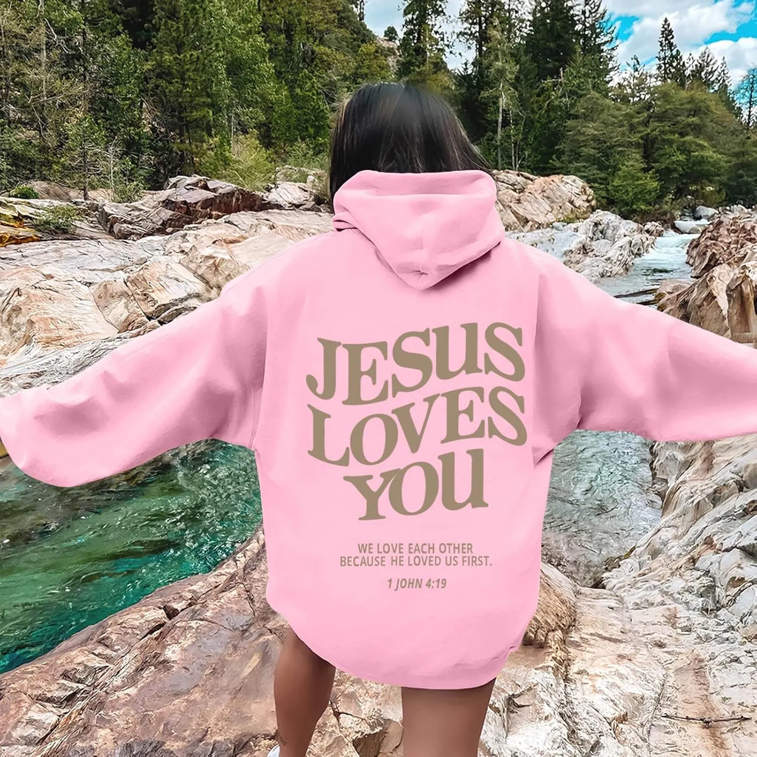 Jesus Loves You Hoodie for Women Men Have A Good Day Christian Hooded Sweatshirts Bible Verse Religious Pullover Tops