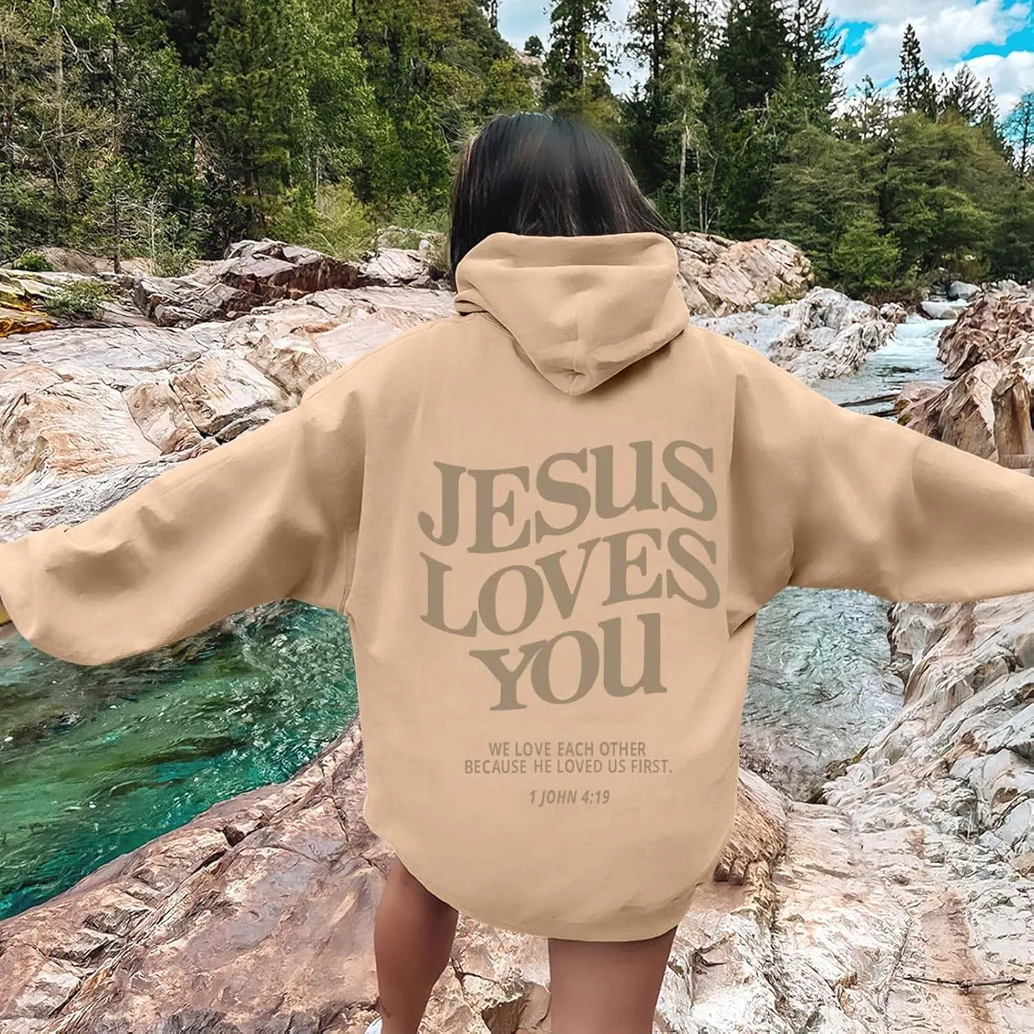 Jesus Loves You Hoodie for Women Men Have A Good Day Christian Hooded Sweatshirts Bible Verse Religious Pullover Tops