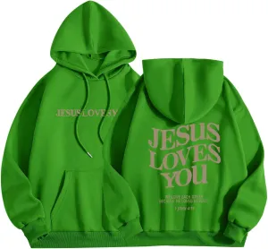 Jesus Loves You Hoodie Sweatshirt Jesus Christian Gifts Hooded Pullover Tops Streetwear Gift Y2K Clothes for Women Men