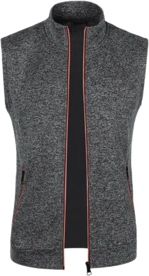 jsaierl Men's Casual Stand Collar Vest Full Zip Up Jacket Coat Vest Lightweight Slim Fit Vest Jackets with Zipper Pockets