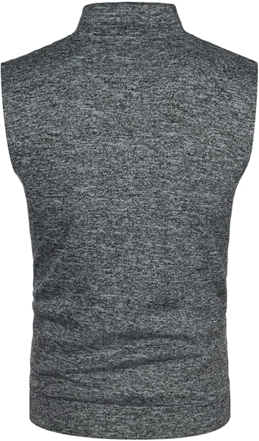 jsaierl Men's Casual Stand Collar Vest Full Zip Up Jacket Coat Vest Lightweight Slim Fit Vest Jackets with Zipper Pockets