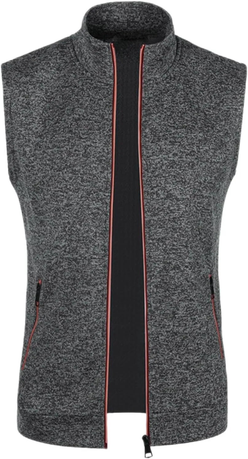 jsaierl Men's Casual Stand Collar Vest Full Zip Up Jacket Coat Vest Lightweight Slim Fit Vest Jackets with Zipper Pockets