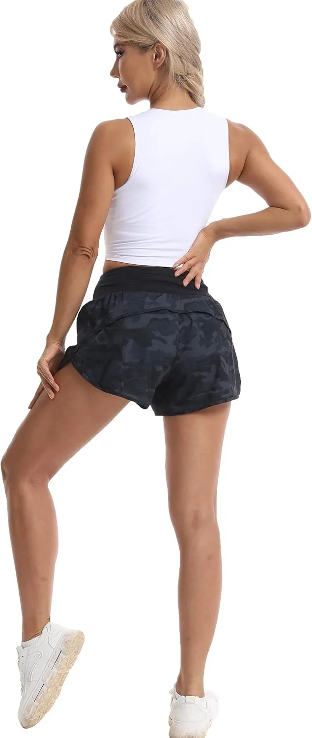Kcutteyg Running Shorts for Women with Liner High Waisted Lightweight Womens Workout Shorts with Pocket