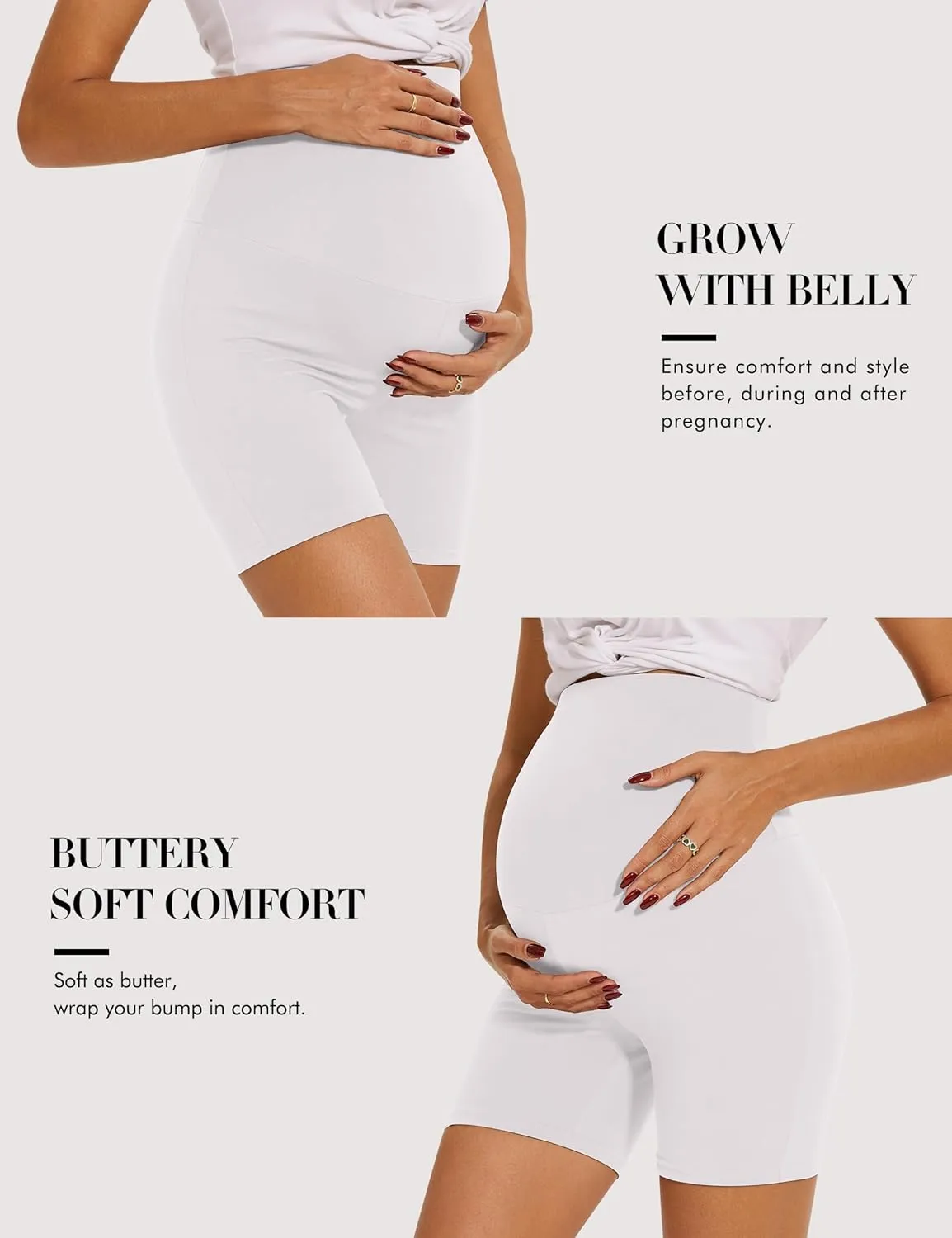 KIM S 5" Soft Lounge High Waisted Maternity Biker Shorts - Yoga Active Workout Maternity Shorts