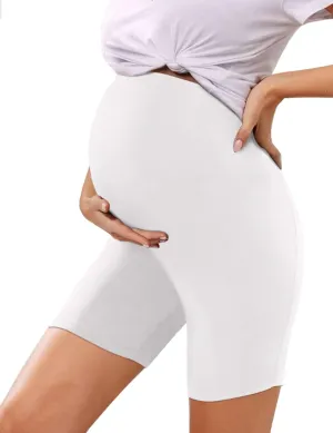 KIM S 5" Soft Lounge High Waisted Maternity Biker Shorts - Yoga Active Workout Maternity Shorts