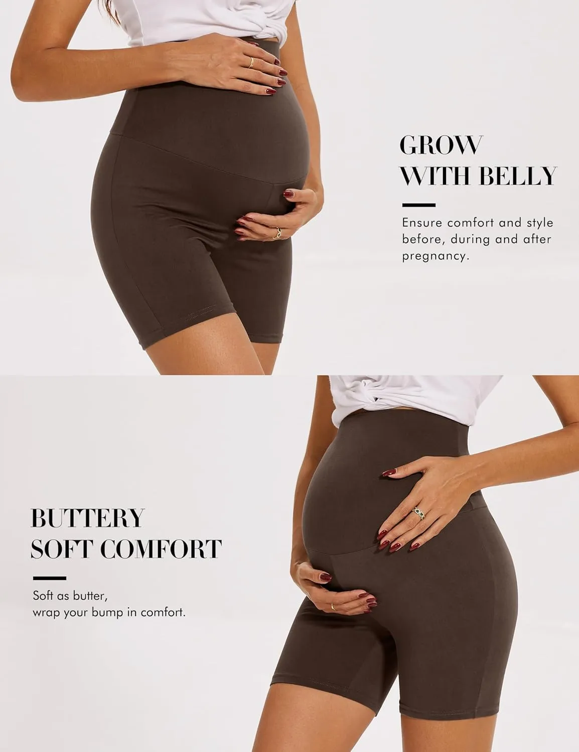 KIM S Buttery Soft High Waisted Maternity Biker Shorts - Workout Yoga Active Maternity Shorts