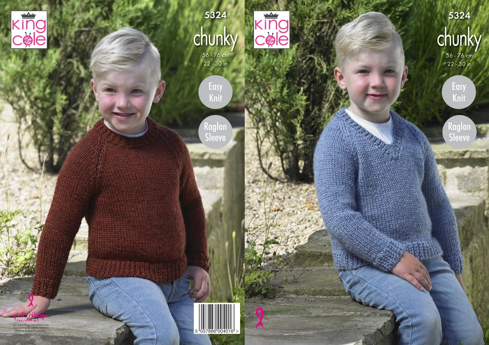 King Cole Chunky Knitting Pattern - Boys Sweaters (5324)