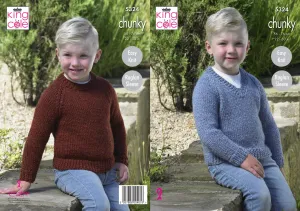 King Cole Chunky Knitting Pattern - Boys Sweaters (5324)
