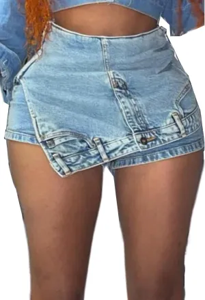ksotutm Women's Denim Skorts Skirt Casual Zipper Stretchy Denim Shorts Novelty Skirts Summer Hot Shorts