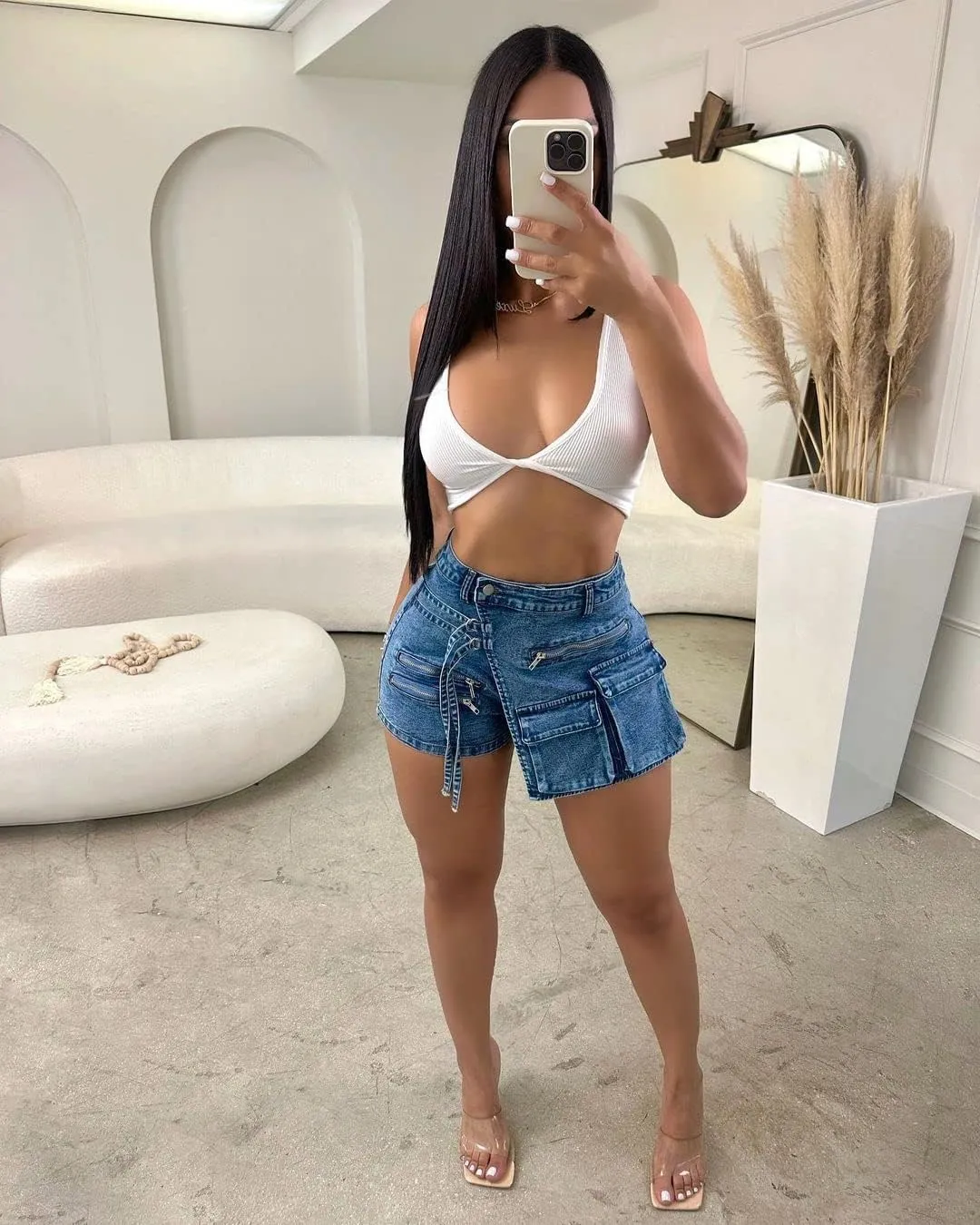 ksotutm Women's Denim Skorts Skirt Casual Zipper Stretchy Denim Shorts Novelty Skirts Summer Hot Shorts