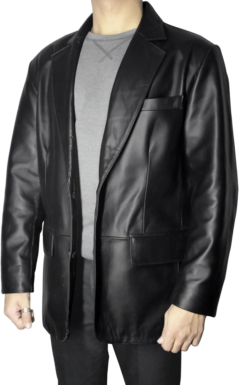 Lambskin Leather Blazer for Men Casual Business Mens Leather Blazer Jacket Genuine Leather Sport Coat Men