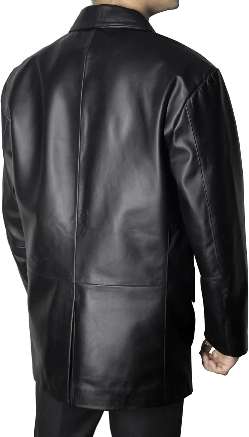 Lambskin Leather Blazer for Men Casual Business Mens Leather Blazer Jacket Genuine Leather Sport Coat Men