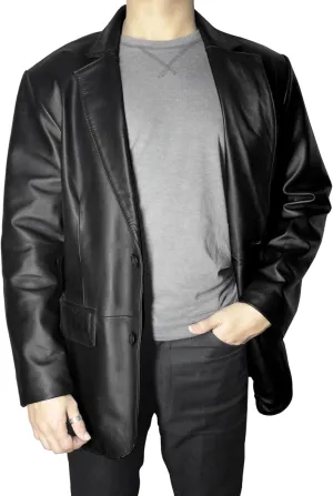 Lambskin Leather Blazer for Men Casual Business Mens Leather Blazer Jacket Genuine Leather Sport Coat Men