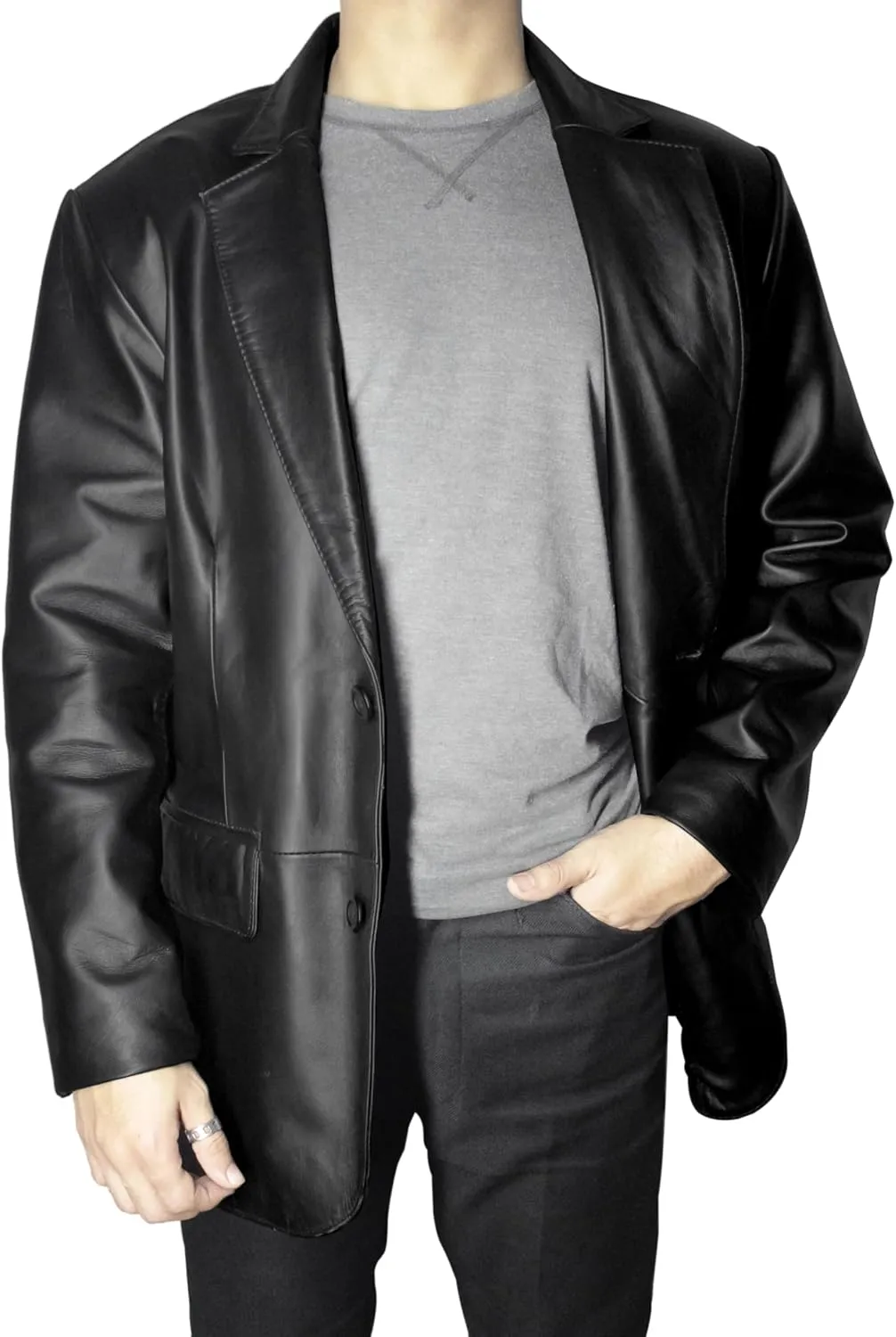 Lambskin Leather Blazer for Men Casual Business Mens Leather Blazer Jacket Genuine Leather Sport Coat Men