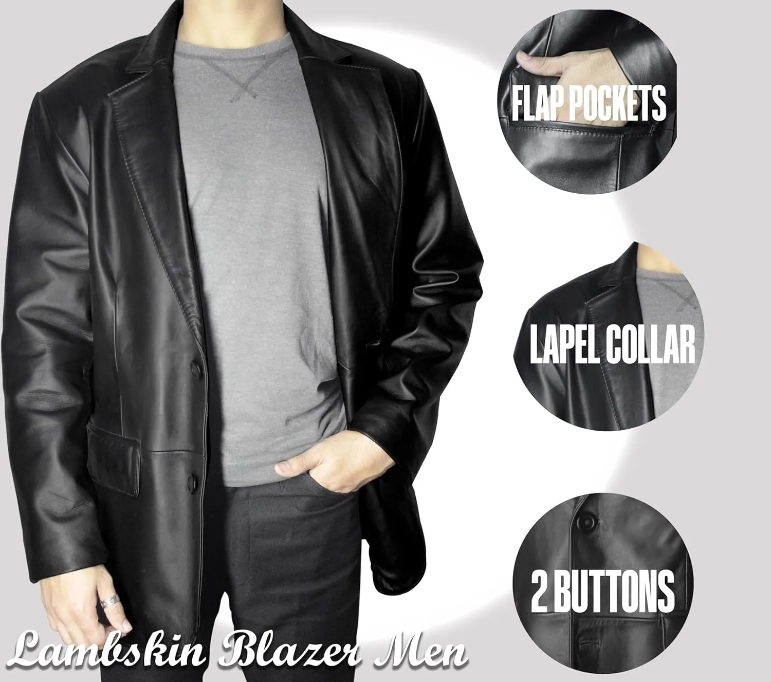 Lambskin Leather Blazer for Men Casual Business Mens Leather Blazer Jacket Genuine Leather Sport Coat Men