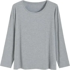 Latuza Women's Petite Tops Bamboo Viscose Long Sleeve Pajama Sleep Shirt