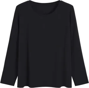 Latuza Women's Petite Tops Bamboo Viscose Long Sleeve Pajama Sleep Shirt
