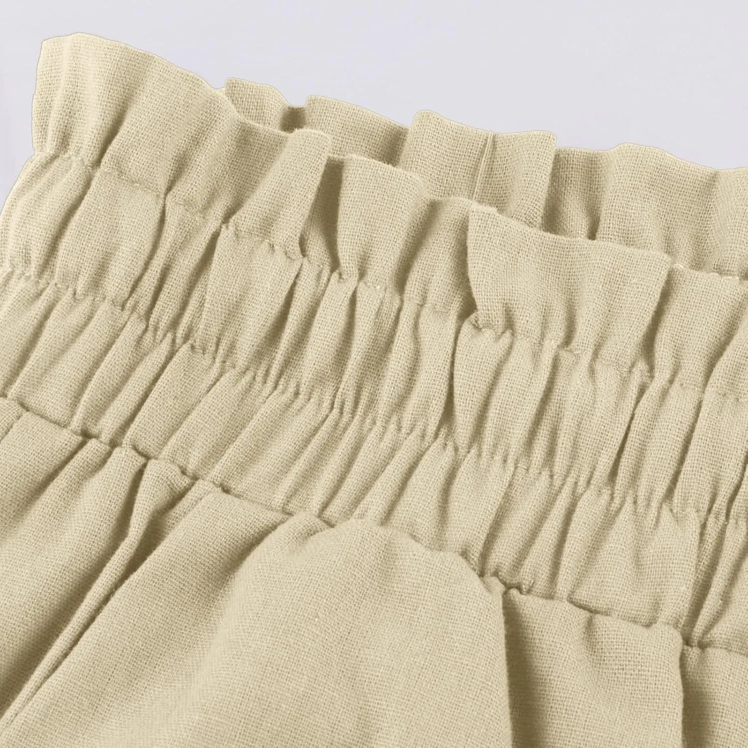 Linen Palazzo for Women Dressy Casual Elastic High Waisted Wide Leg Pants Summer Loose Comfy Work Pants with Pockets