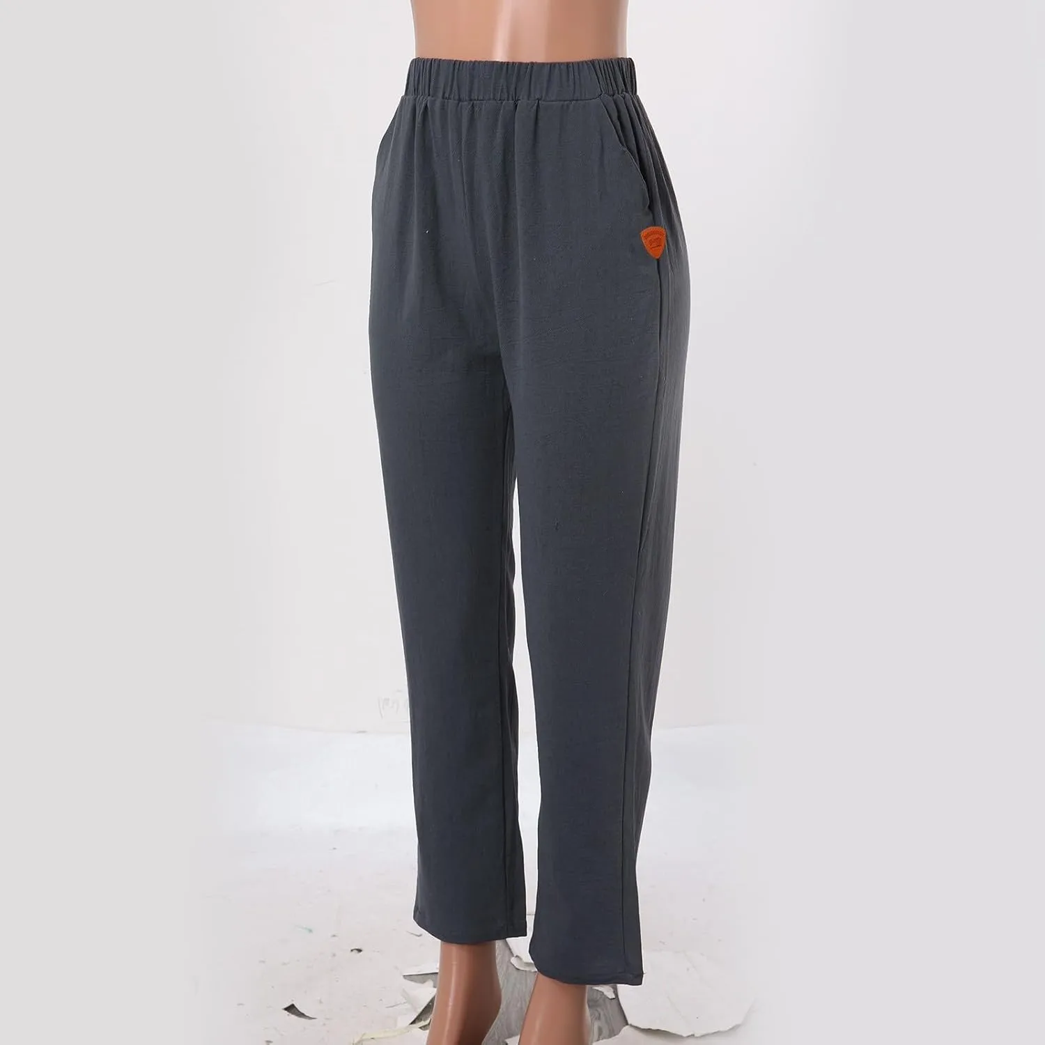 Linen Pants for Women 2025 Plus Size Trendy Spring Summer Gauze Pants Casual Elastic Waist Comfy Trousers Palazzo Capris