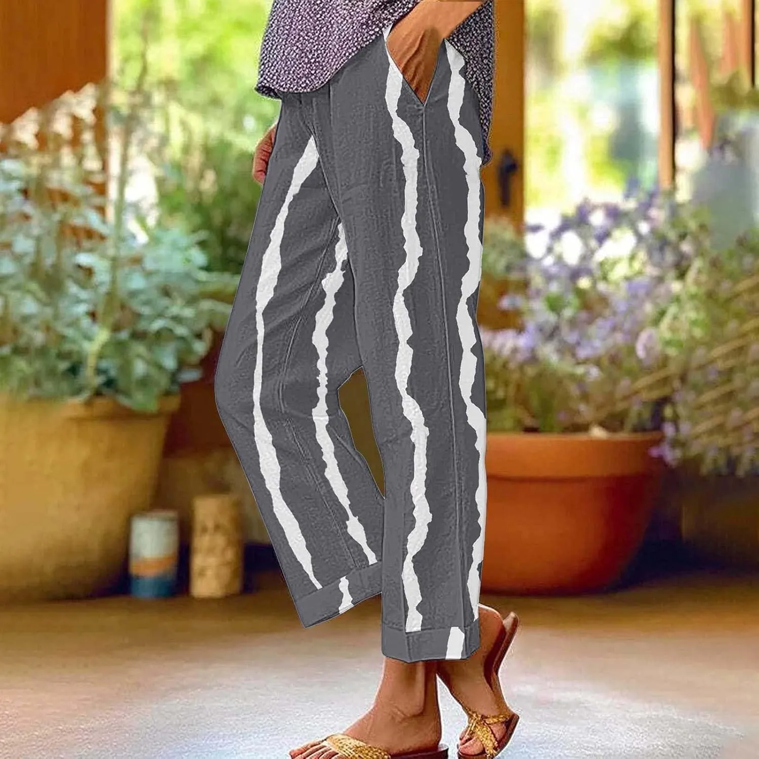 Linen Trousers Pants for Women Summer Drawstring Work Pants for Women Linen Summer Pants 2024 Trendy